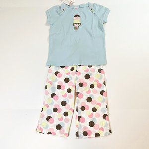 NWT Gymboree Girl Multi Dot Capri Pant & Ice Cream Cone Tee Size 4